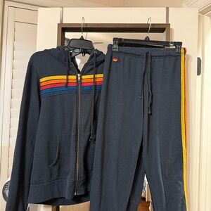 Aviator Nation Black Jacket with Rainbow Stripes